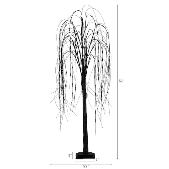 5ft. Orange & Purple LED Pre-Lit Halloween Black Willow Artificial Fall Tree